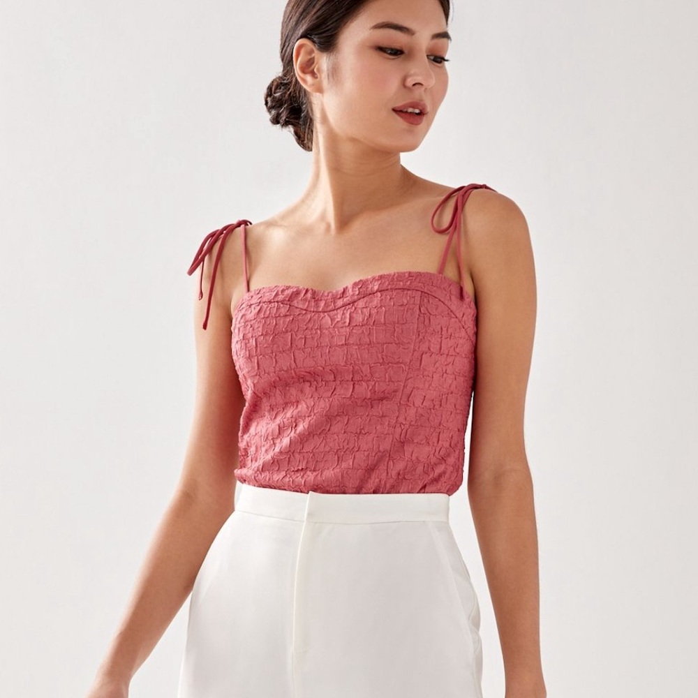 Rose textured bustier top